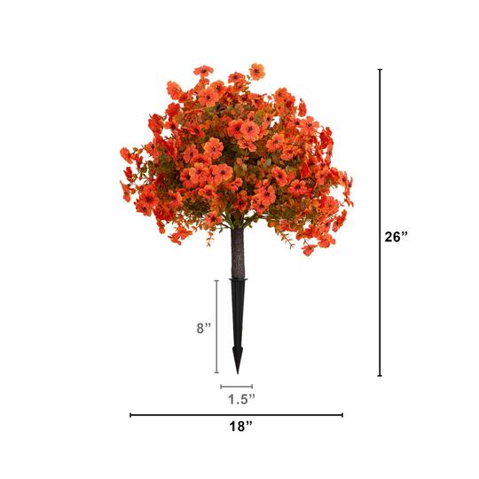 26" UV Resistant Autumn Artificial Fall Daisy Bush with Integrated Ground Stakes, 2ct.
